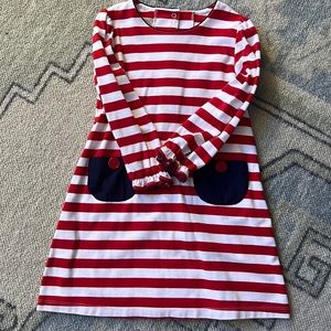 The Beaufort Bonnet size 7, red and white long sleeved dress